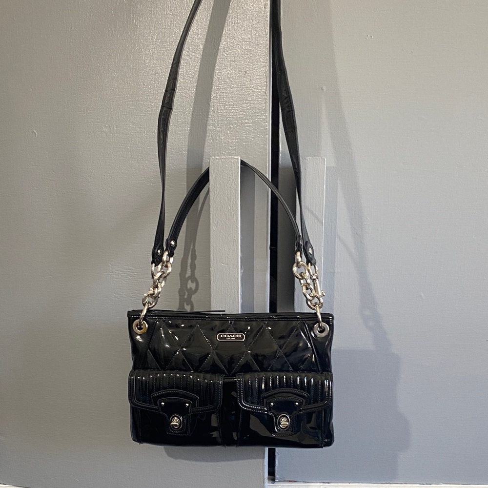 Coach Glossy Black Quilted Shoulder Bag